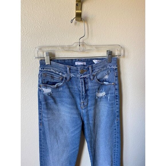 Good American Women’s Straight Leg High Rise Distressed Cropped Jeans  Size 26 - Picture 2 of 10